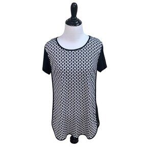 Peter Nygard Women's Top T-Shirt Size XS Loose Fit Short Sleeves Black White
